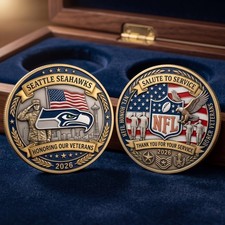 Seattle Seahawks Printed Graphic Coin NFL Salute To Service Honor Veterans picture
