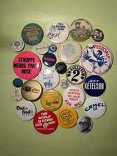 Lot Of 26 Vintage Pin Back Buttons - political - advertising - novel 70’s-80’s picture