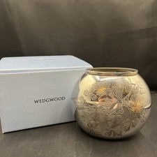 Vintage Wedgwood Interiors Pewter Oval Vase Etched Floral Vines Leaves England picture