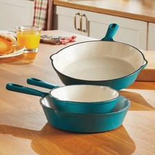 3 Piece Enameled Cast Iron Skillet Set -  picture