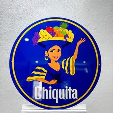 Chiquita Tropical Lady – Fruit Advertising Heavy Metal Sign – 76 cm (29.9”) picture