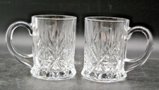 Vintage Cristal d'Arques Clear Cut Crystal Mugs Set of 2 w/ Handles, France MCM picture
