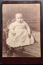 Antique Baby Cabinet Card Photo W.H. Downing Hillsboro Ohio Victorian Era picture