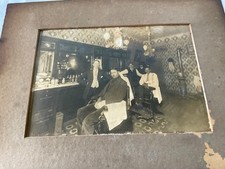 CABINET CARD PRE WWI BARBER SHOP SCENE BARBERS CUSTOMERS TONICS TOOLS STERN picture