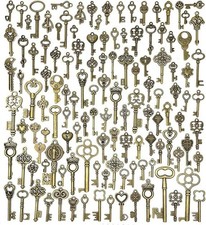 125pc Vintage Skeleton Keys Bulk Antique Bronze Charms Pendant DIY Jewelry. picture