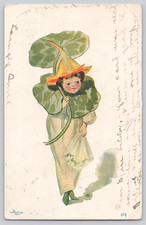 1908 F.A.L. Flower Child Fairy Postcard Girl in Nasturtium Leaf & Petal Costume picture