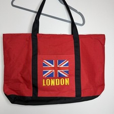 Vintage London British Flag Red Embroidered Flag Zip Duffle Bag 22x16x2 picture