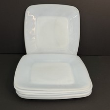 Vintage Fire King Azurite Square Lunch Dessert Plates 8.25 in Blue Set of 6 picture
