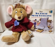 Vintage 1986 Disney Basil Plush The Great Mouse Detective Caltoy w/ Golden Book picture