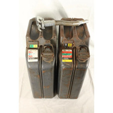Treibstoff Feuergefährlich 20L German Metal Jerry Can WWII Set Lot of 2 & Spout picture