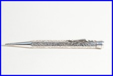 KOSCA Rotating Mechanical Pencil 6-Sided Floral Pattern 835 Silver Art Deco Clip picture