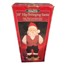 Holiday Time 18 Inch Hip Swinging Santa Sings Here Comes Santa Claus ER picture