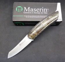 Maserin 375/RV AM5 M390 Flipper Carbon Fiber w/ Green Wood Inlay Made in Italy picture