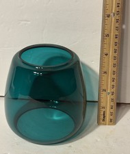 Vintage Antique Aqua Blue Green Railroad Lantern Glass Globe Part picture