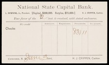1881 National State Capital Bank Concord NH Victorian Typography Postal Card picture