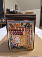 Vintage 1982 Krazy Kan Metal Tin Case Manufacturing Co England Novelty Box Retro picture
