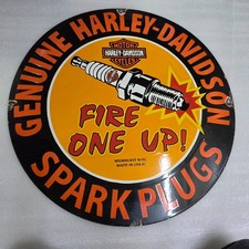HARLEY SPARK PLUGS 29 X 29 INCHES PORCELAIN ENAMEL SIGN picture