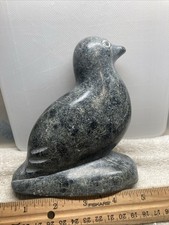 Vintage Inuit Eskimo Soapstone Bird Carving Figure Signed picture