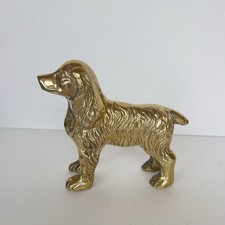 Vintage Brass Dog Figurine Cocker Spaniel Heavy Metal Decor picture