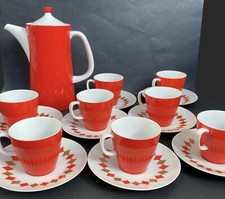 SANGO GUINEVERE Coffee Set  MCM ATOMIC Diamonds 8 Cups Saucers Pot Lid picture