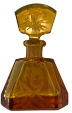 Awesome Vintage Moser Clear Hand Cut Crystal Intaglio Poppy Perfume Bottle picture
