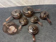 13Pc Vinatge Corning Visions Cookware Amber Glass picture