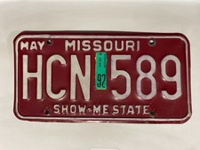 Missouri License Plate 1992 May HCN 589 picture