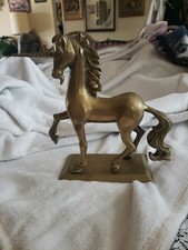 Vintage 1982 ENESCO Unicorn - Heavy Brass  Statue Figurine w/ Bottom Label picture