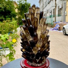 24.2LB New Find black PhantomQuartz Crystal Cluster Mineral Specimen picture