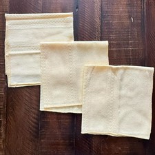 Vintage Embroidered Cocktail 16” Linen Napkins Yellow Set Of 3 picture