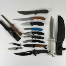 Assorted Knife Lot 13pc Elk Ridge Frost Cutlery Coast NWTF Survival Folding Lot picture
