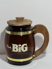 Vintage 1970s Siesta Ware Think Big Amber Stein Cookie Jar Or Beer Mug 9.5” picture
