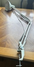 Vintage LEDU Sweden Swing Arm Drafting Desk Lamp Clamp Mount Industrial Light picture