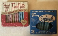 2 Vintage 1950s Birthday Candle Boxes Twirl-Lite Fairy Spiral Peppermint ๐๐๐ picture