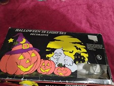 Vintage HALLOWEEN Ghost Blow Mold 10 String Light Set picture