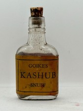 Rare c.1950’s Goike’s Kashub Snuff Bottle With Snuff And Cork. Detroit, MI. picture