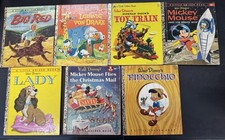 Vintage Walt Disney Little Golden Books Lot of 7 Mickey Donald Pinocchio Lady picture