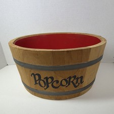 Vintage Spaulding & Frost Wooden Popcorn Bowl Bucket Red Liner Fremont NH USA picture