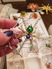 Vintage Mercury Glass beaded Christmas ornaments Czech Republic NOS - spiders picture