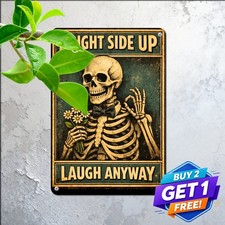 Stay Positive Skeleton Tin Sign Funny Motivational Skull Office Metal Plaque picture