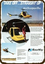 1971 ROTORWAY Scorpion Too Helicopter Vintage-Look DECORATIVE REPLICA METAL SIGN picture