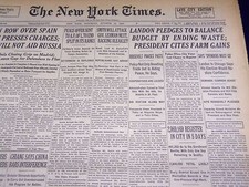 1936 OCT 10 NEW YORK TIMES - LANDON PLEDGES TO BALANCE BUDGET - NT 2119 picture