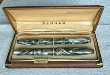 1941 Parker Fountain Pen Set. Parker Parkette Zephyr & Aikin Lambert Vis-O-Pen. picture
