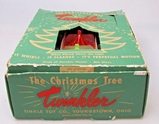 Set 12 Vintage Hard Plastic Spinner Twinkler Birdcage Christmas Ornaments w Box picture