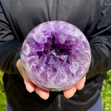 1.72LB Amethyst Agate Geode Sphere Spiritual Energy Wealth Home Crystal Ornament picture