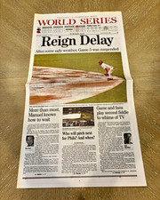 2008 Phillies World Series Philadelphia Inquirer 10/28/08 Reign Delay Newspaper picture