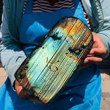 5.39LB Natural Labradorite Blue Quartz Crystal Polished Healing Sample 6443 picture