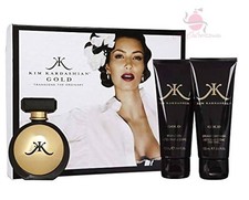 Kim Kardashian Gold perfume 3 pc gift set -3.4 oz EDP Spray + Lotion + Wash picture