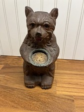 Vintage Hubley Cast Iron Begging Bear Still Bank 821 Painted Rustic Cabin Decor picture