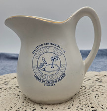 Vintage Sebastian Florida Centennial + 10 Souvenir Pitcher Creamer Gold Trim USA picture